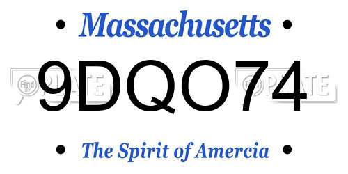 9DQO74 Massachusetts License Plate