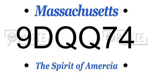 9DQQ74 Massachusetts License Plate