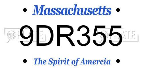 9DR355 Massachusetts License Plate