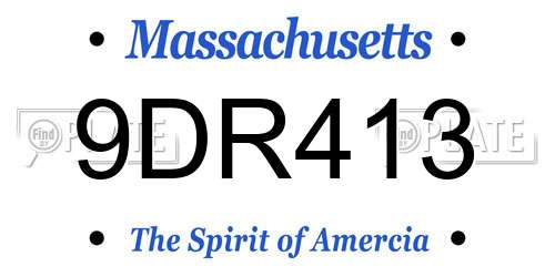 9DR413 Massachusetts License Plate