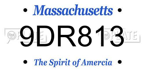 9DR813 Massachusetts License Plate