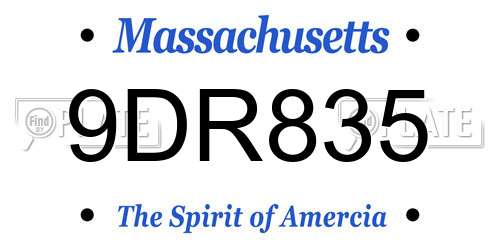 9DR835 Massachusetts License Plate