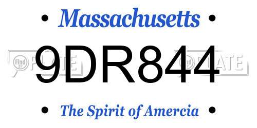 9DR844 Massachusetts License Plate