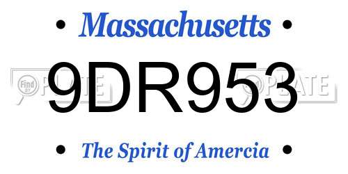 9DR953 Massachusetts License Plate