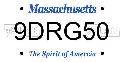 9DRG50 Massachusetts License Plate