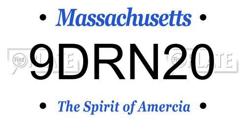 9DRN20 Massachusetts License Plate