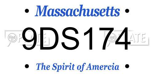 9DS174 Massachusetts License Plate
