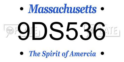 9DS536 Massachusetts License Plate