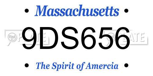 9DS656 Massachusetts License Plate
