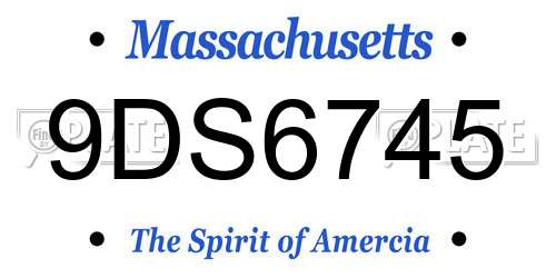 9DS6745 Massachusetts License Plate