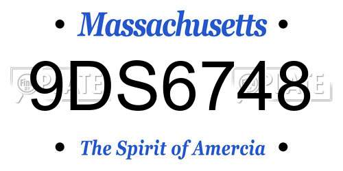 9DS6748 Massachusetts License Plate