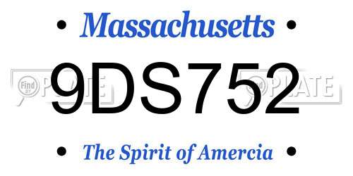 9DS752 Massachusetts License Plate