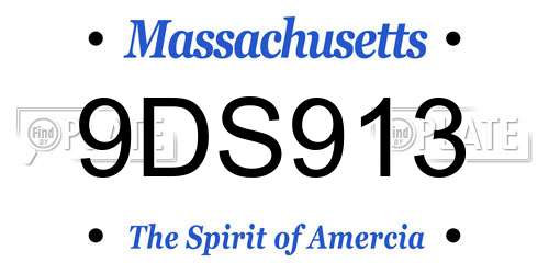 9DS913 Massachusetts License Plate
