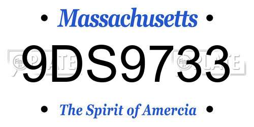 9DS9733 Massachusetts License Plate