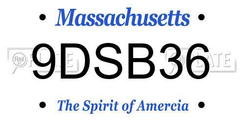 9DSB36 Massachusetts License Plate