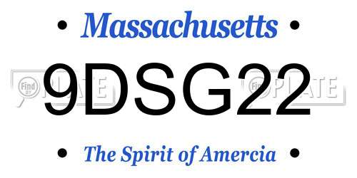 9DSG22 Massachusetts License Plate