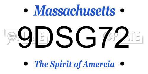9DSG72 Massachusetts License Plate