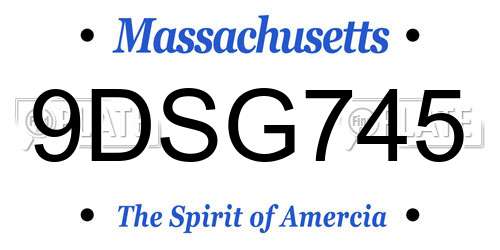 9DSG745 Massachusetts License Plate