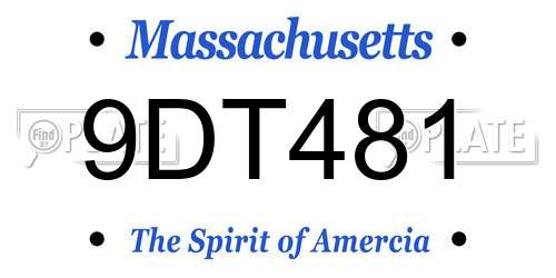 9DT481 Massachusetts License Plate