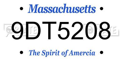 9DT5208 Massachusetts License Plate