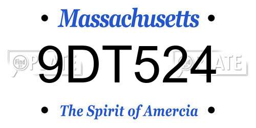 9DT524 Massachusetts License Plate