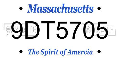 9DT5705 Massachusetts License Plate