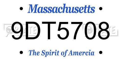9DT5708 Massachusetts License Plate