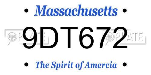 9DT672 Massachusetts License Plate