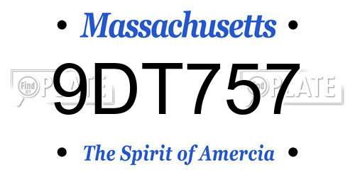 9DT757 Massachusetts License Plate