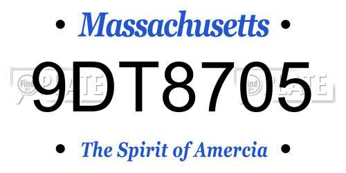 9DT8705 Massachusetts License Plate
