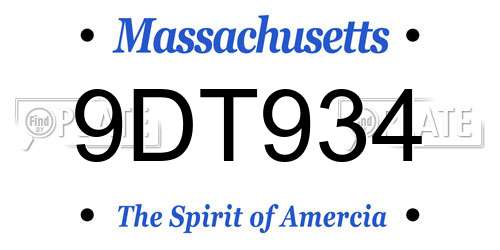 9DT934 Massachusetts License Plate