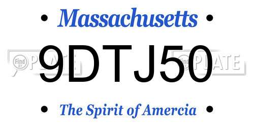 9DTJ50 Massachusetts License Plate
