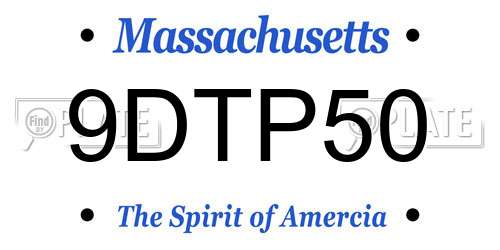 9DTP50 Massachusetts License Plate