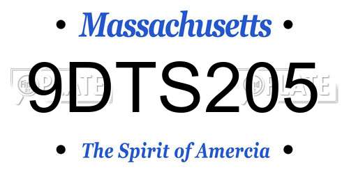 9DTS205 Massachusetts License Plate