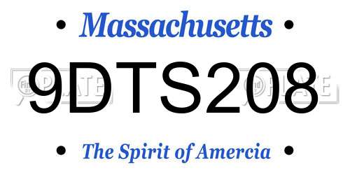 9DTS208 Massachusetts License Plate