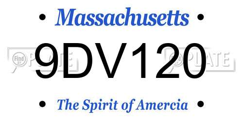 9DV120 Massachusetts License Plate