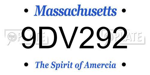 9DV292 Massachusetts License Plate