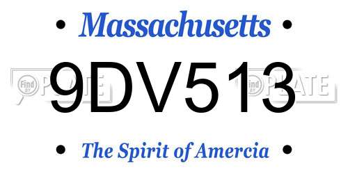 9DV513 Massachusetts License Plate