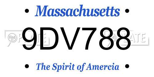 9DV788 Massachusetts License Plate