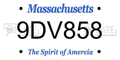9DV858 Massachusetts License Plate
