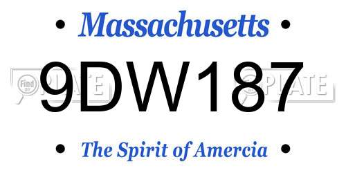 9DW187 Massachusetts License Plate