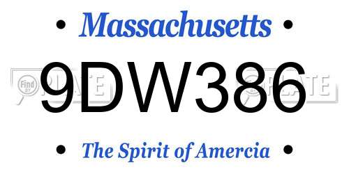 9DW386 Massachusetts License Plate