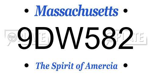 9DW582 Massachusetts License Plate