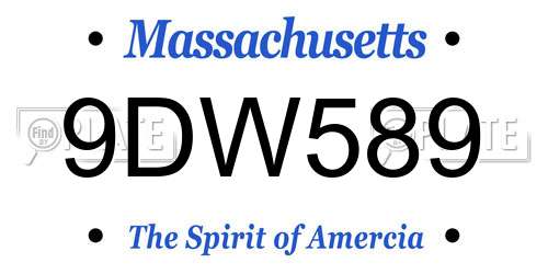 9DW589 Massachusetts License Plate