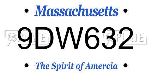 9DW632 Massachusetts License Plate