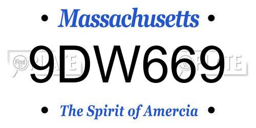 9DW669 Massachusetts License Plate