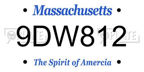 9DW812 Massachusetts License Plate