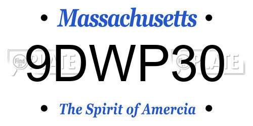 9DWP30 Massachusetts License Plate