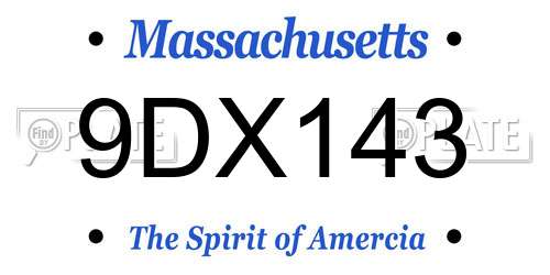 9DX143 Massachusetts License Plate