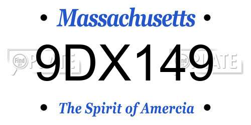 9DX149 Massachusetts License Plate